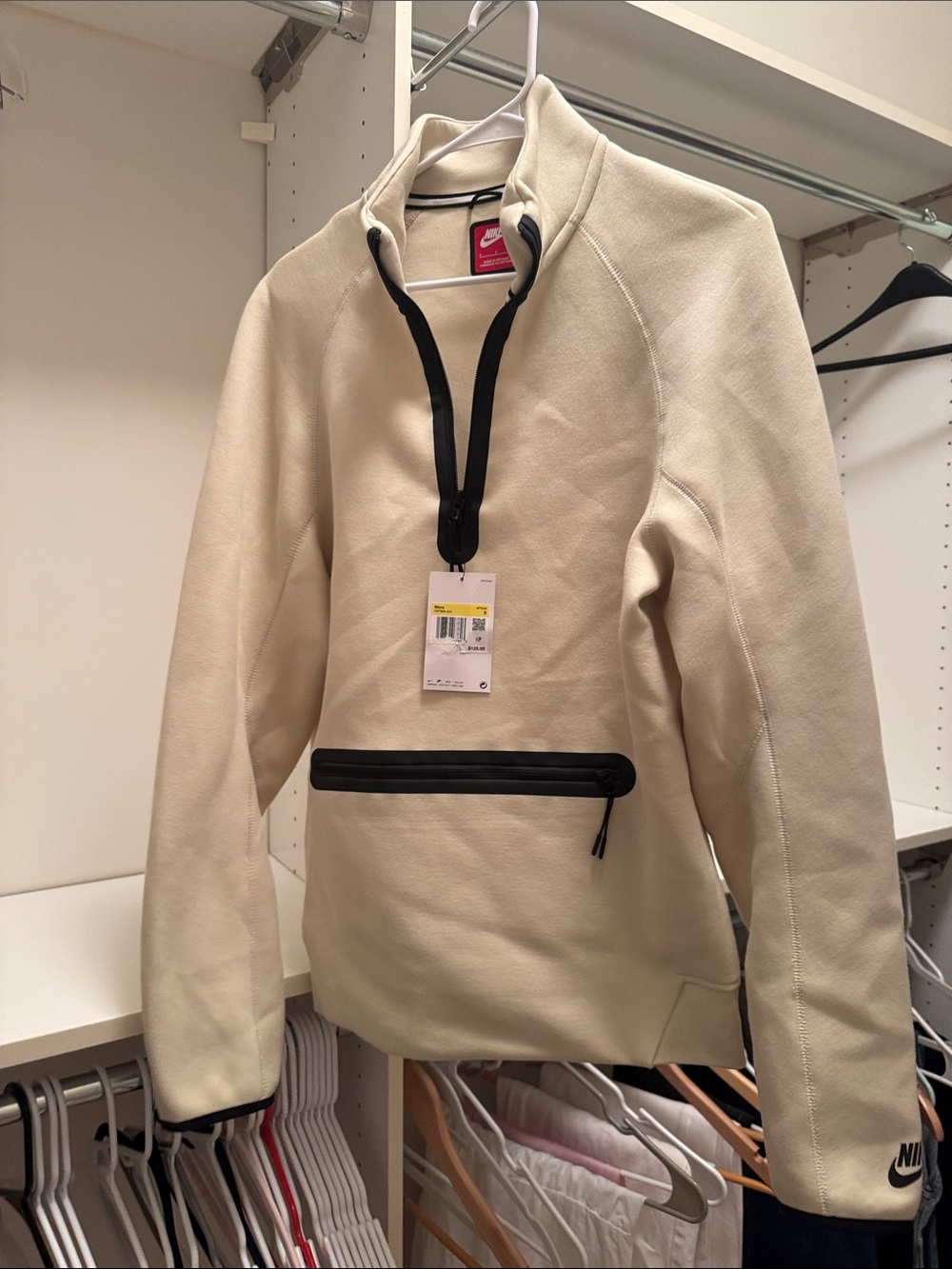 Nike Cream Half-Zip Pullover with Black Accents